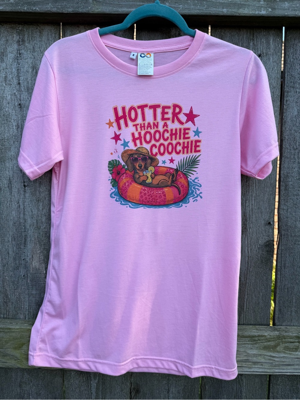 🍎2/$12🍎 Pink Graphic Tee "Hotter Than a Hoochie Coochie" - Sublimation - S0119C